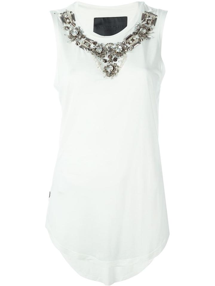 Philipp Plein Diamond Tank Top, Women's, Size: Xs, White, Modal/silk