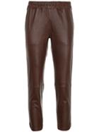 Inès & Maréchal Cropped Leather Trousers - Brown