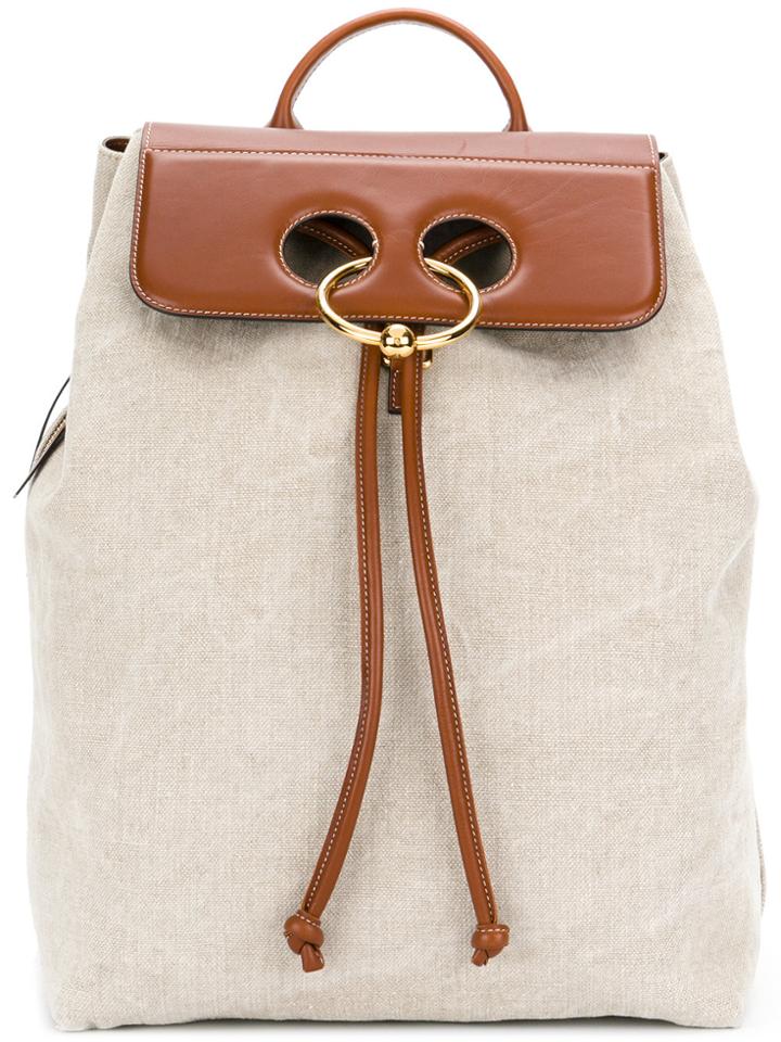 Jw Anderson Pierce Leather Flap Backpack - Nude & Neutrals