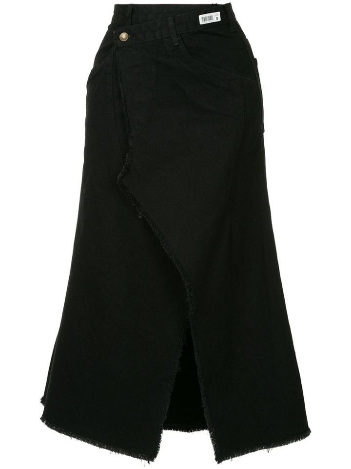 Ground Zero Distressed Wrapped Denim Skirt - Black