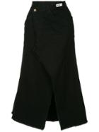 Ground Zero Distressed Wrapped Denim Skirt - Black