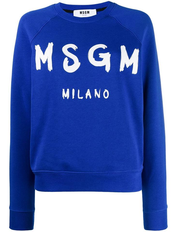 Msgm Crewneck Logo Sweatshirt - Blue