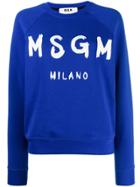 Msgm Crewneck Logo Sweatshirt - Blue