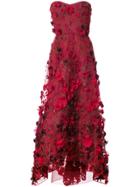 Marchesa Notte Floral Embellished Evening Dress - Red