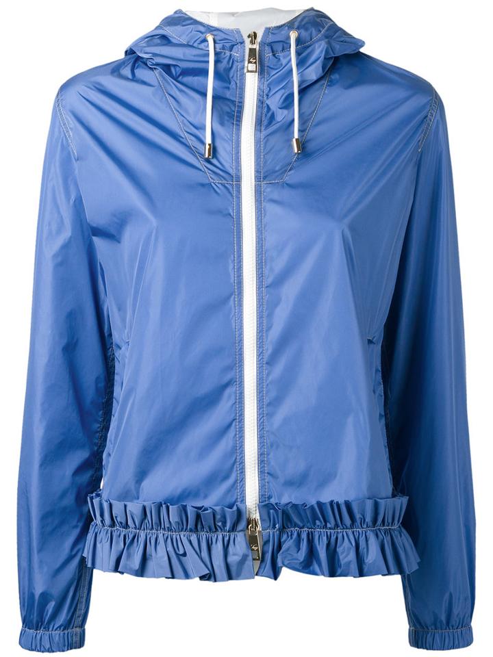 Fay - Gathered Detail Hooded Jacket - Women - Polyamide - M, Blue, Polyamide