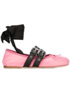 Miu Miu Buckled Ballerinas - Pink & Purple