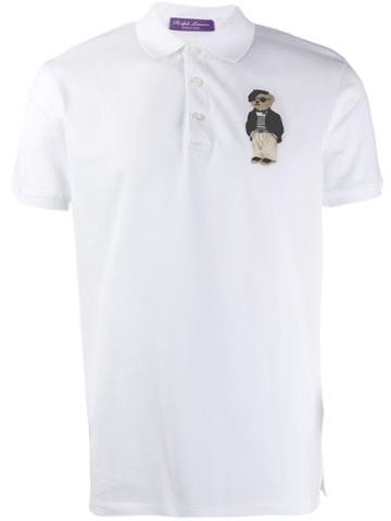 Ralph Lauren Purple Embroidered Polo Shirt - White