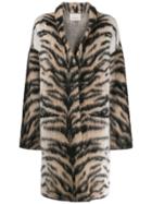 Laneus Tiger-pattern Single-breasted Coat - Brown
