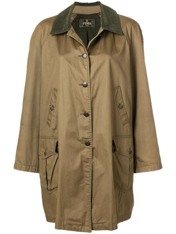 Fendi Pre-owned Corduroy Collar Parka Coat - Green
