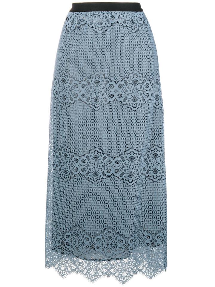 Pinko Lace Overlay Long Skirt - Blue