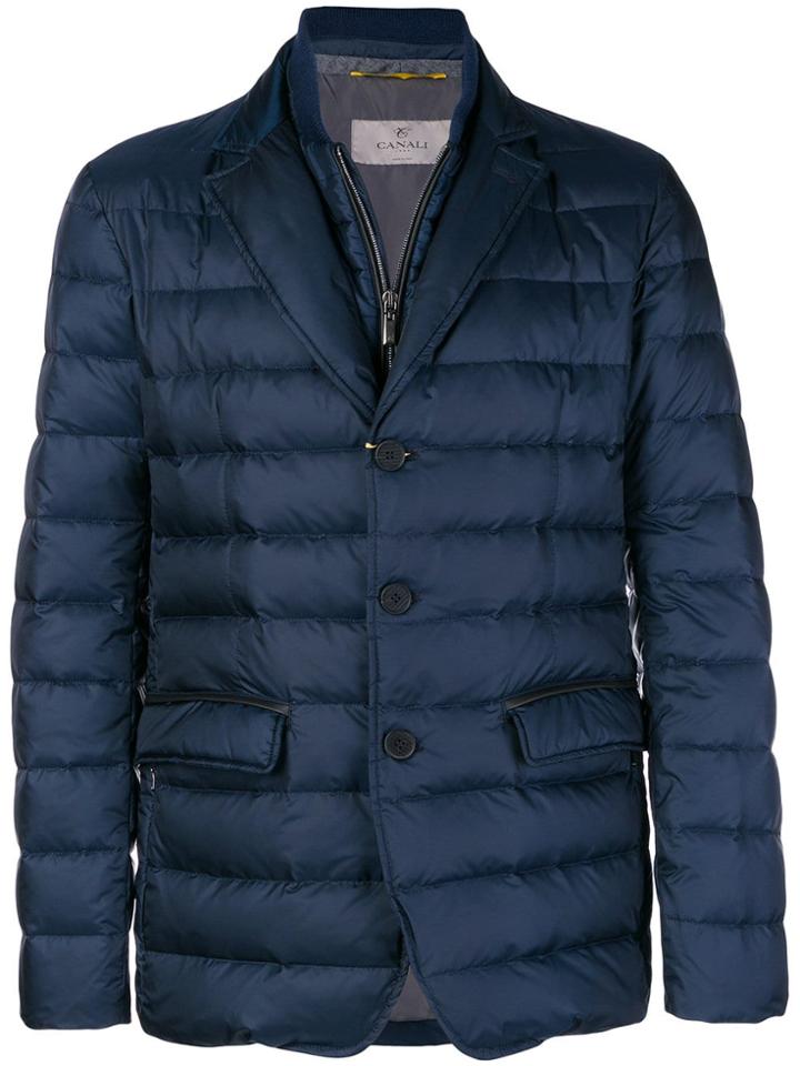 Canali Padded Single Breasted Blazer - Blue