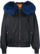 Mr & Mrs Italy Detachable Trim Bomber, Women's, Size: Medium, Blue, Polyamide/polyurethane/racoon Fur/viscose
