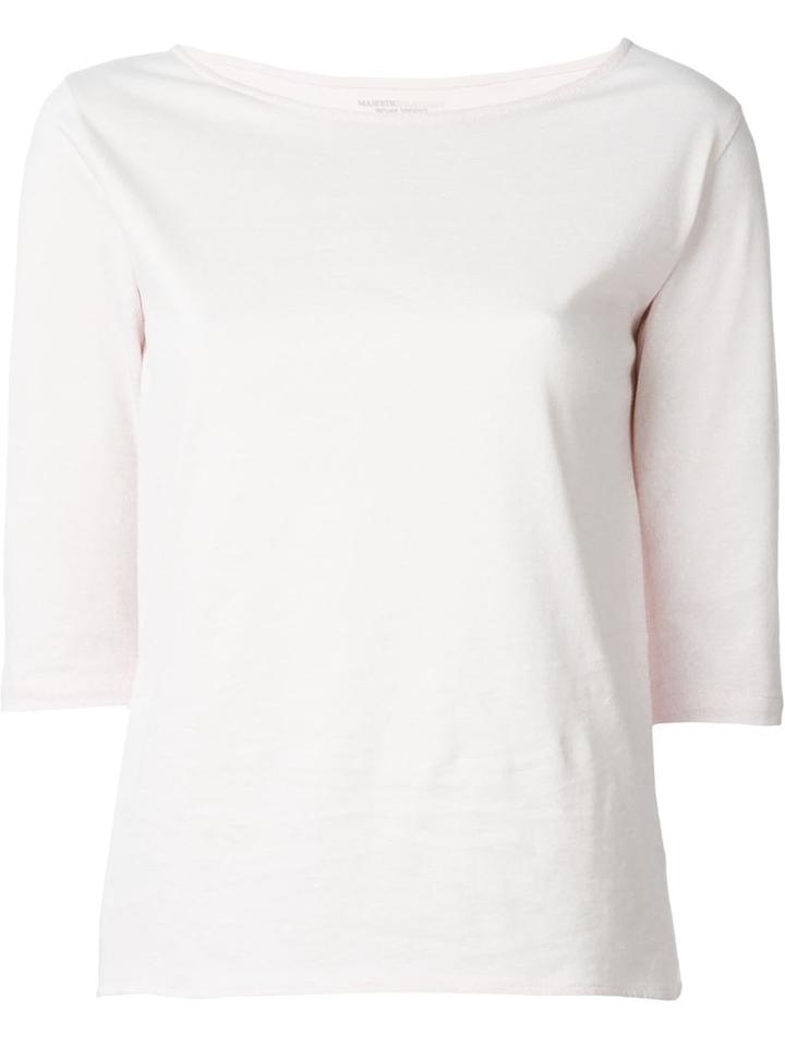 Majestic Filatures Boat Neck T-shirt, Women's, Size: 3, Pink/purple, Cotton