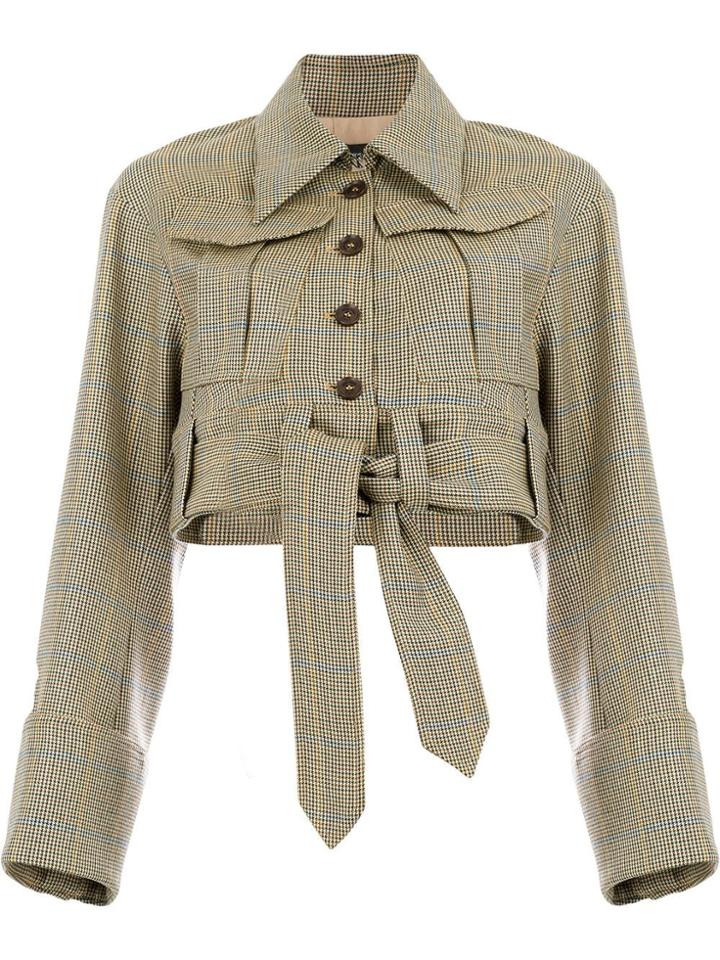 Rokh Cropped Herringbone Jacket - Neutrals