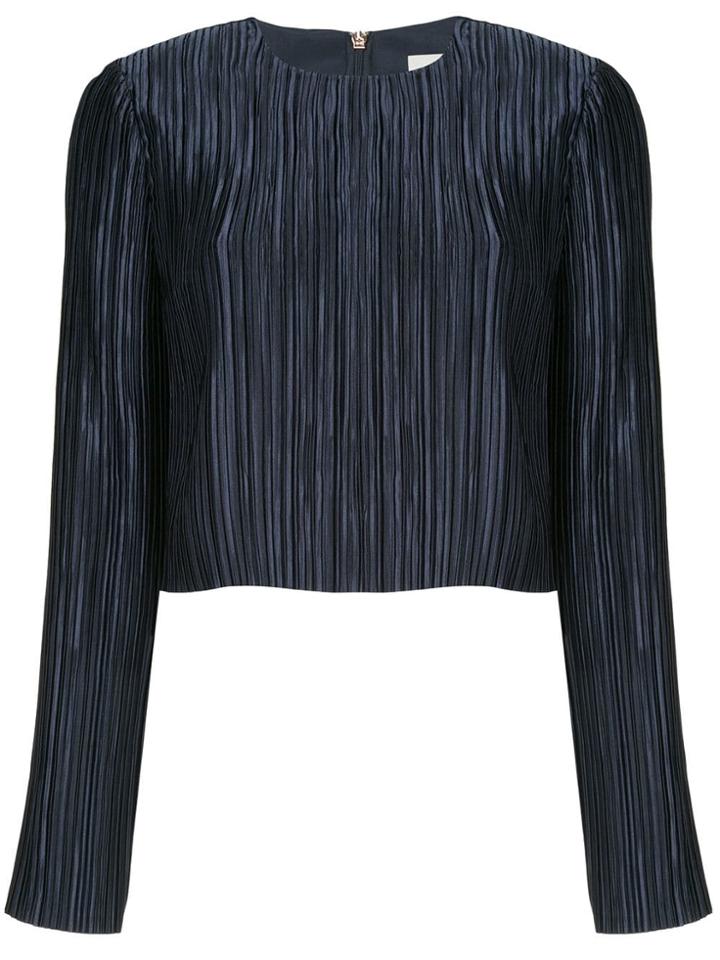 Tibi Plisse Crop Top - Blue