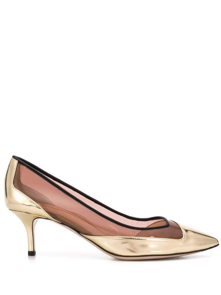 Pollini Transparent Panelled Pumps - Gold