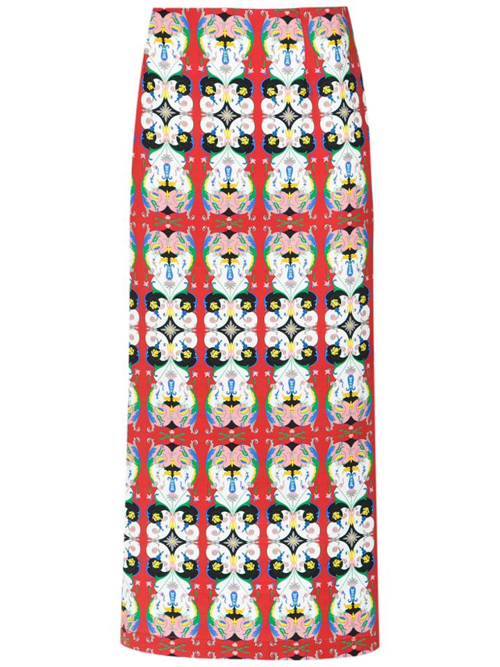 Reinaldo Lourenço Printed Midi Skirt - Red