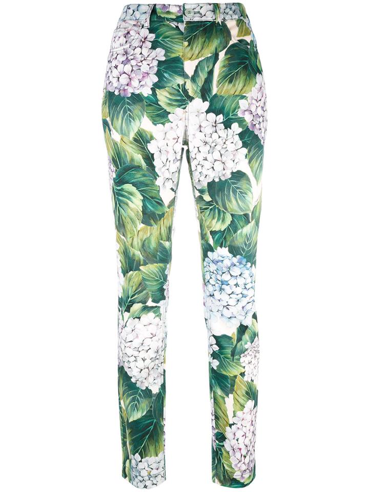 Dolce & Gabbana Hydrangea Print Trousers - Multicolour