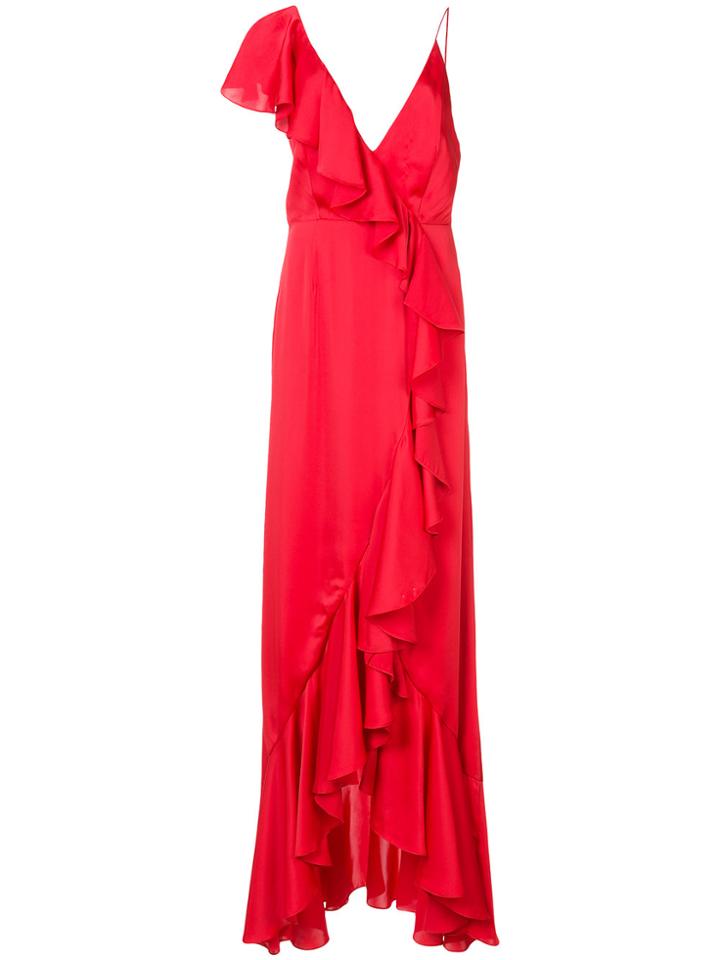 Jill Jill Stuart Asymmetric Ruffle Gown - Red
