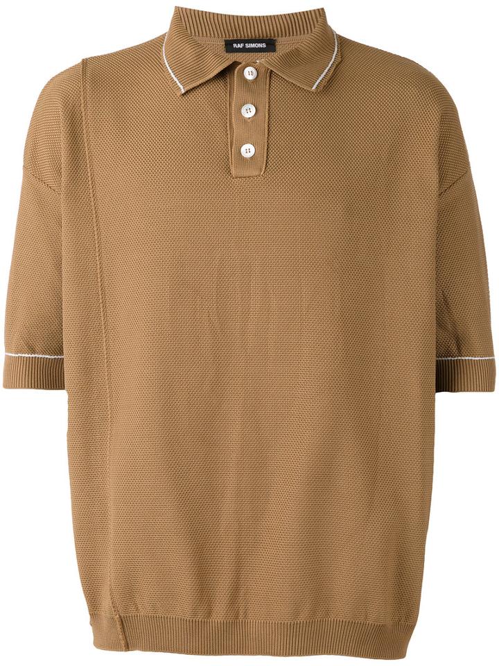 Raf Simons Casual Trim Polo Shirt, Men's, Nude/neutrals, Polypropylene