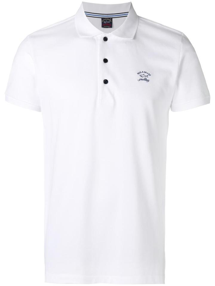 Paul & Shark Logo Print Polo Shirt, Men's, Size: Large, White, Cotton