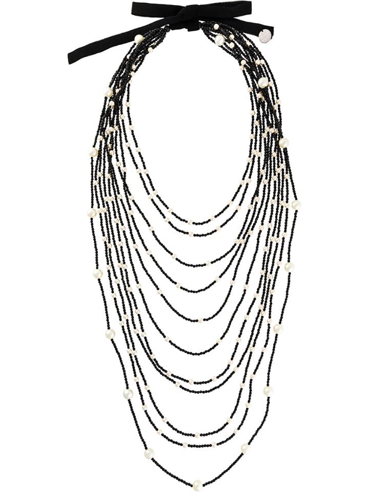 Maria Calderara Contrast Pearled Necklace - Black