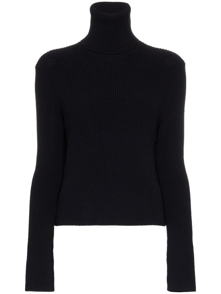 A Plan Turtle Neck Ribbed Wool Jumper - Blue
