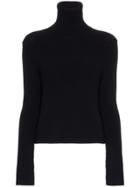A Plan Turtle Neck Ribbed Wool Jumper - Blue