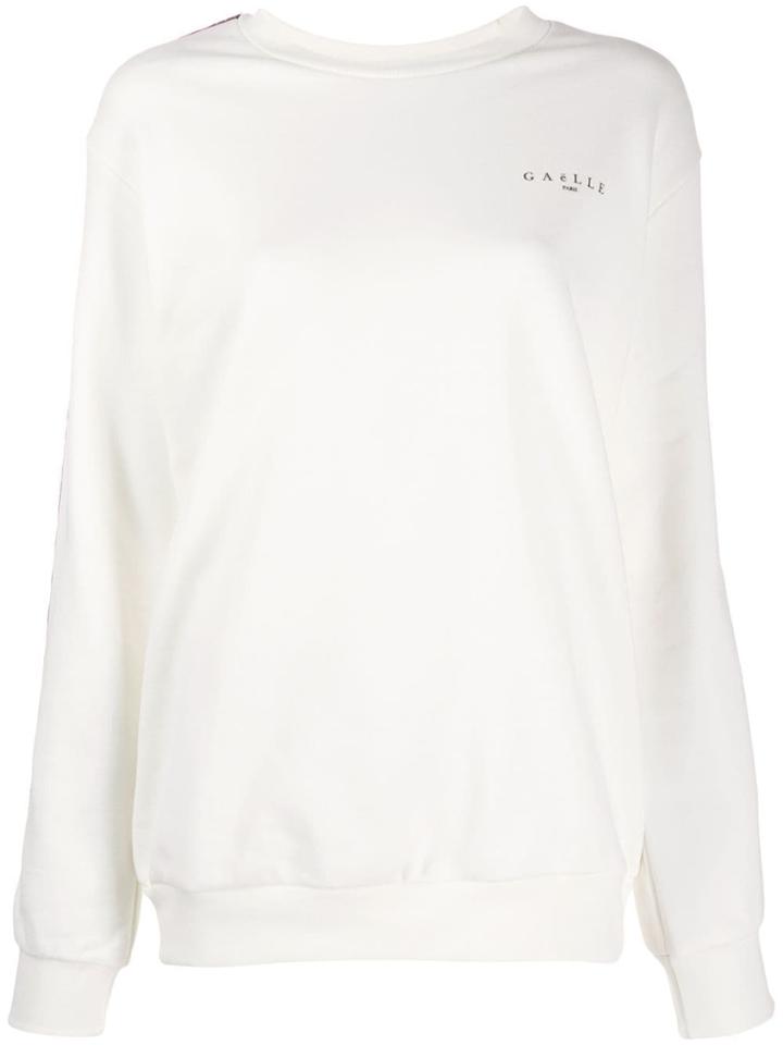 Gaelle Bonheur Embellished Panel Sweatshirt - White