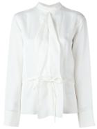 Jil Sander Waist Tie Band Collar Blouse, Women's, Size: 38, White, Silk