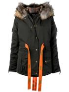 Mr & Mrs Italy Ribbon Tied Padded Coat - Black