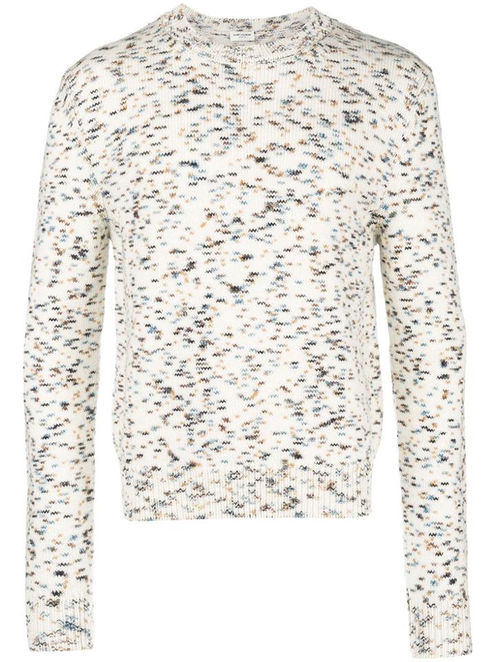 Saint Laurent Speckled Crew-neck Jumper - Nude & Neutrals