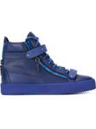 Giuseppe Zanotti Design Trix Hi-top Sneakers, Men's, Size: 44, Blue, Leather/rubber