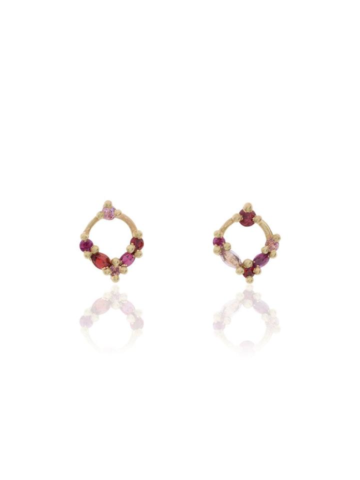 Polly Wales Hoop Ruby Earrings - Metallic