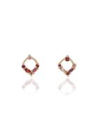 Polly Wales Hoop Ruby Earrings - Metallic