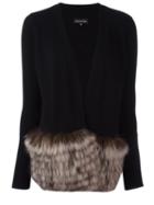 Izaak Azanei Ombre Raccoon Fur Trim Cardigan, Women's, Size: S/m, Black, Racoon Fur/wool/cashmere
