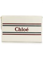 Chloé Striped Logo Print Purse - Neutrals