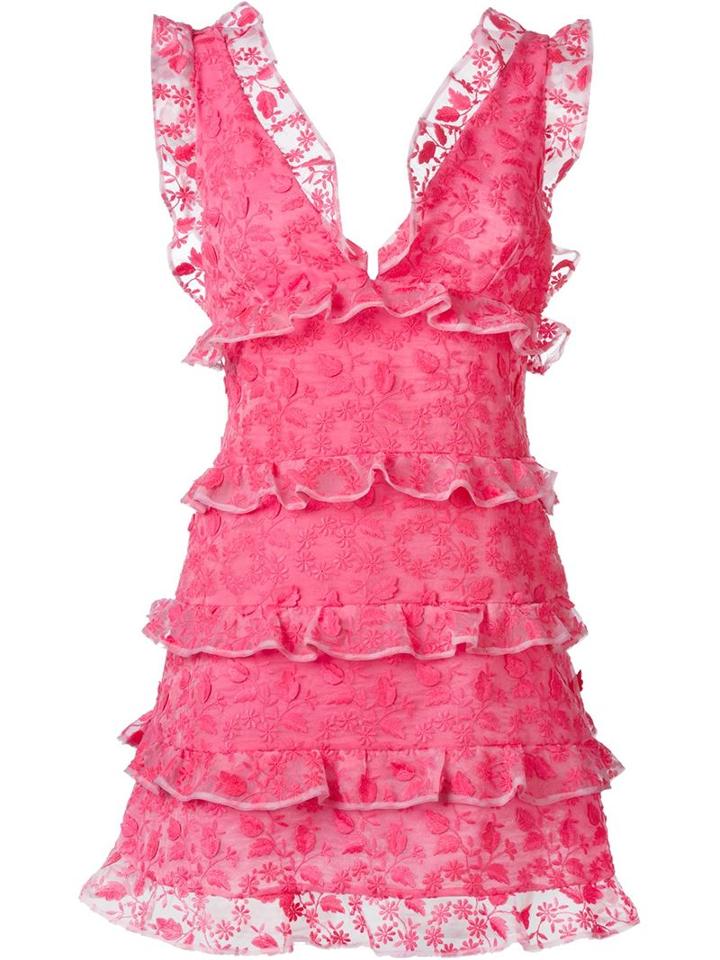 Giamba Ruffled Dress, Women's, Size: 40, Pink/purple, Polyester