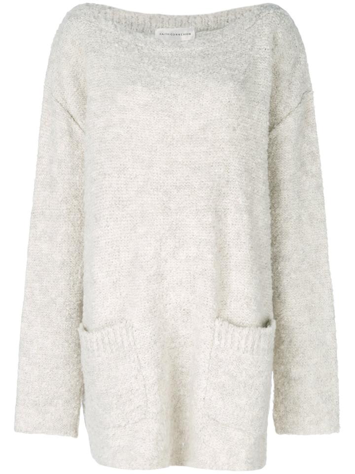 Faith Connexion Oversized Scoop Neck Jumper - Grey