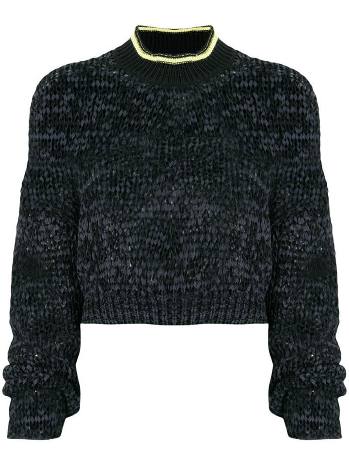 T By Alexander Wang Cropped Knitted Jumper - Black