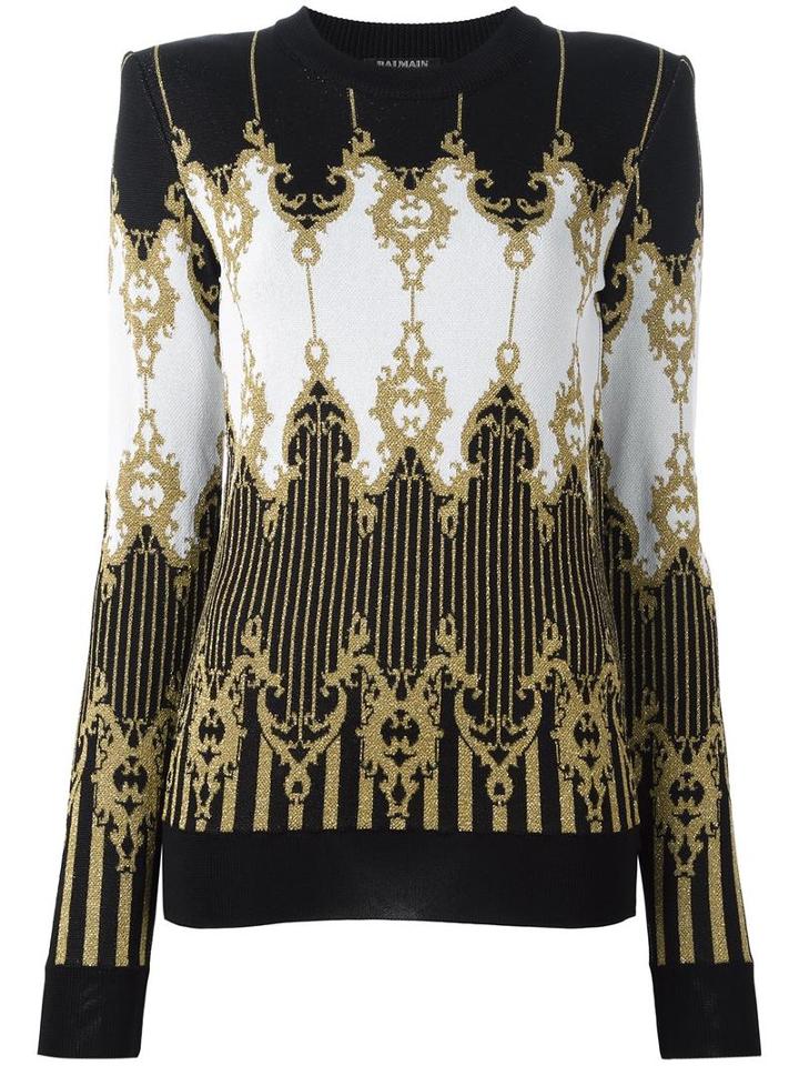 Balmain Baroque Knitted Jumper, Women's, Size: 38, Black, Polyamide/viscose/metallized Polyester
