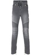 Balmain Biker Skinny Trousers - Grey