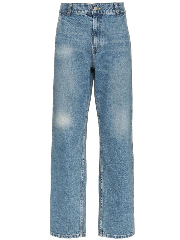 Ader Error Faded Straight Cotton Jeans - Blue