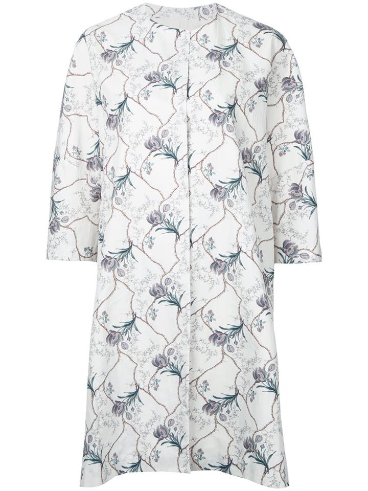 08sircus Floral Print Coat, Women's, Size: 1, White, Cotton/cupro