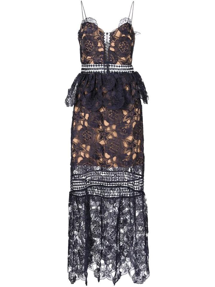Self-portrait 'amaryllis' Dress, Women's, Size: 10, Blue, Cotton/polyester