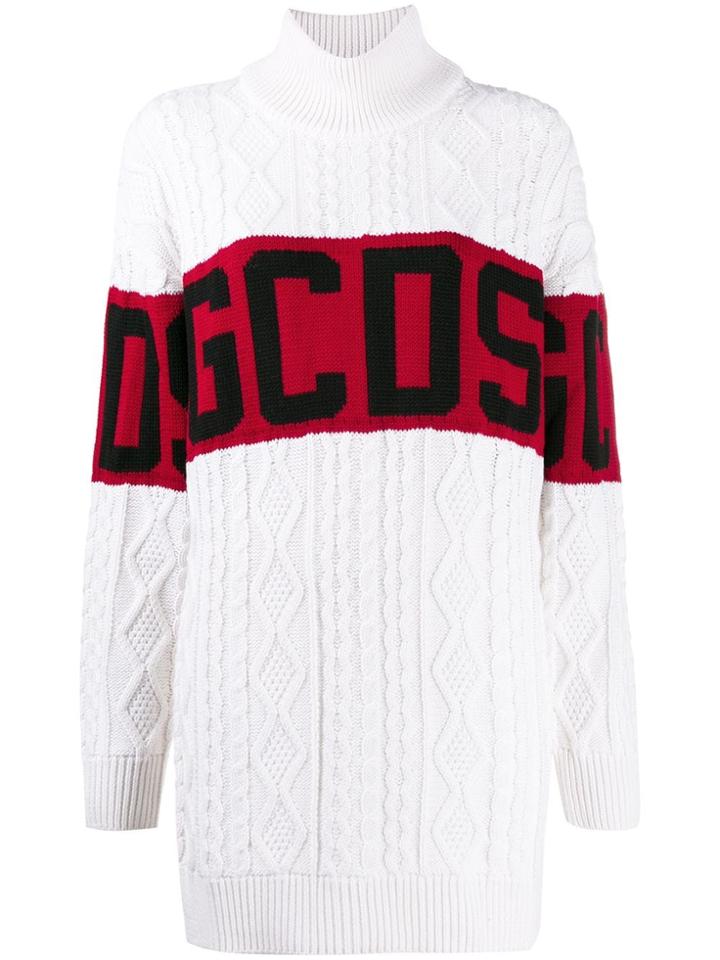 Gcds Relaxed-fit Cable Knit Dress - White