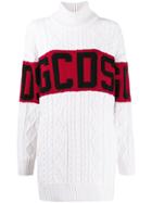 Gcds Relaxed-fit Cable Knit Dress - White