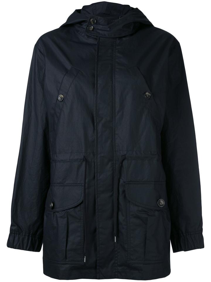 A.p.c. - Patch Pockets Hooded Raincoat - Women - Cotton/polyurethane - 36, Blue, Cotton/polyurethane