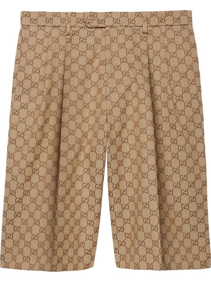 Gucci Gg Supreme Bermuda Shorts - Neutrals