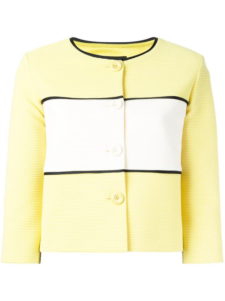 Boutique Moschino Cropped Panel Jacket, Women's, Size: 42, Yellow/orange, Cotton/polyamide/polyester/acetate